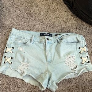 Vintage Hollister Light Blue Denim Shorts with Side Laces